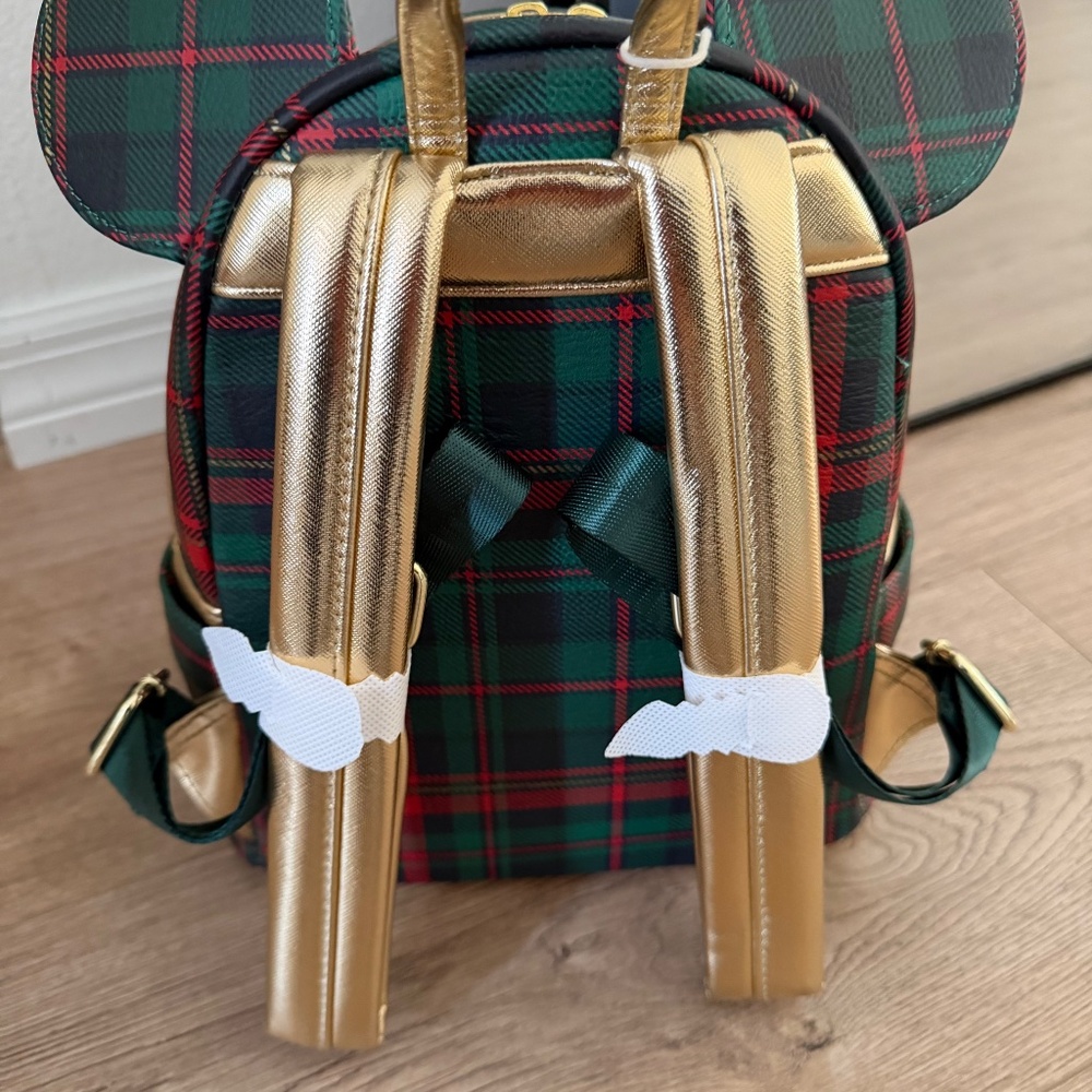 Disney Parks Mickey Mouse Christmas Holidays Plaid Loungefly Backpack NWT - Picture 5 of 5